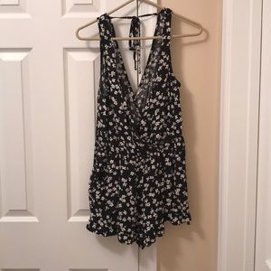 Black and white floral Romper
